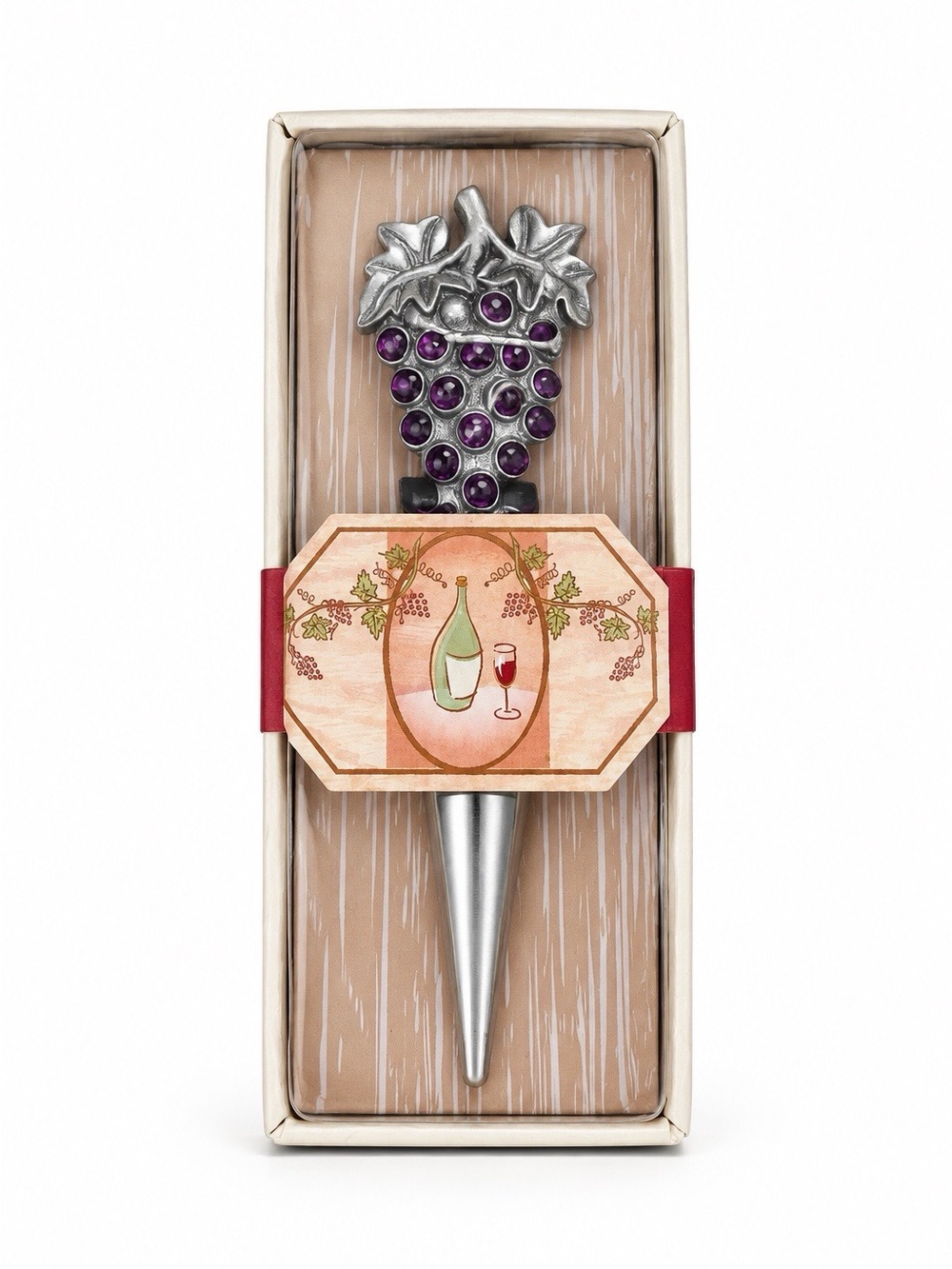 Grape Cluster Wine Bottle Stopper in Silver with Purple Accents